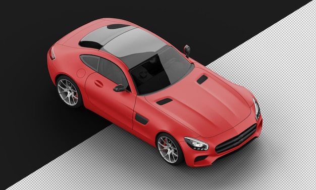 Carro de cidade esporte sedan vermelho fosco realista isolado da vista frontal superior direita