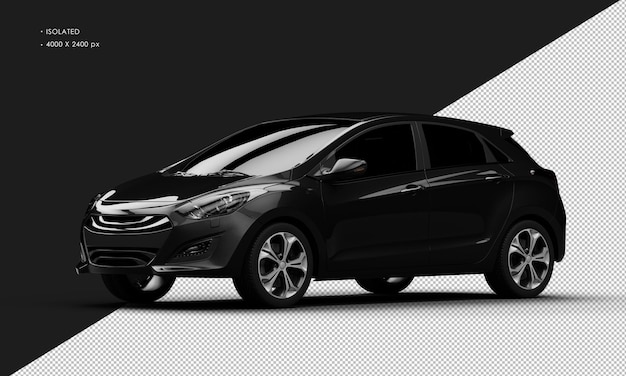 Carro de cidade moderno preto metálico brilhante realista isolado da vista frontal esquerda