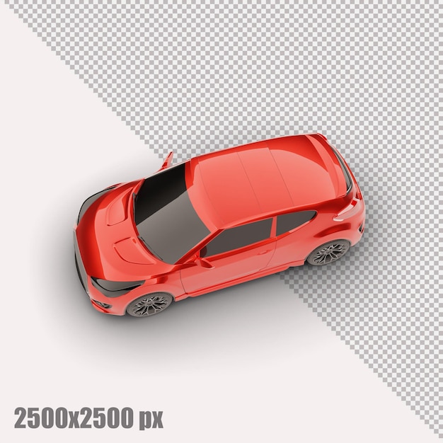 PSD carro de cidade vermelho realista em renderização 3d