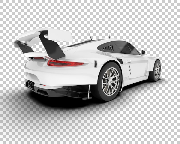 PSD carro de corrida branco na ilustração de renderização 3d de fundo transparente