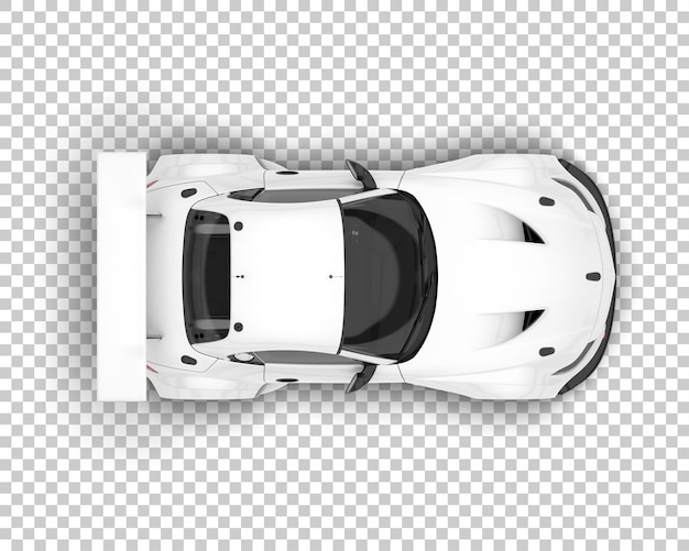 PSD carro de corrida branco na ilustração de renderização 3d de fundo transparente