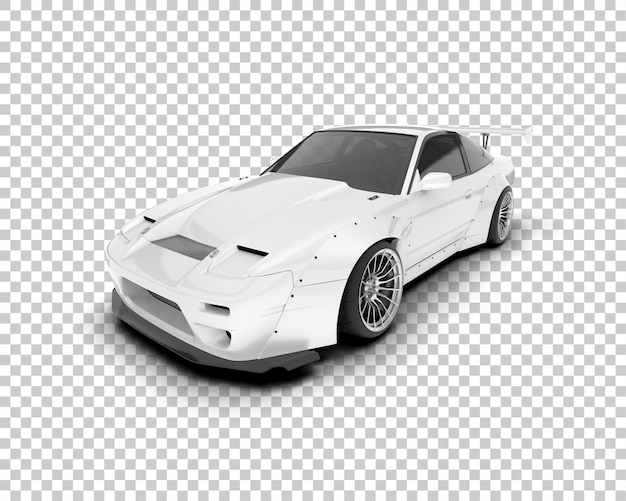 Carro de corrida branco na ilustração de renderização 3d de fundo transparente