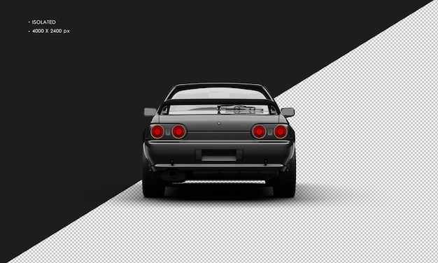 Carro de corrida esporte clássico preto metálico isolado realista da visão traseira