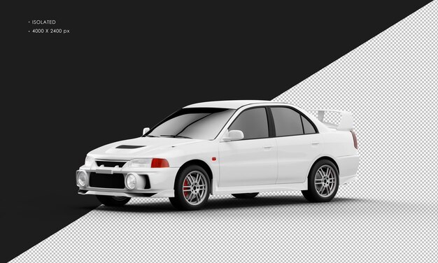 Carro de corrida esportivo branco realista isolado da vista frontal esquerda