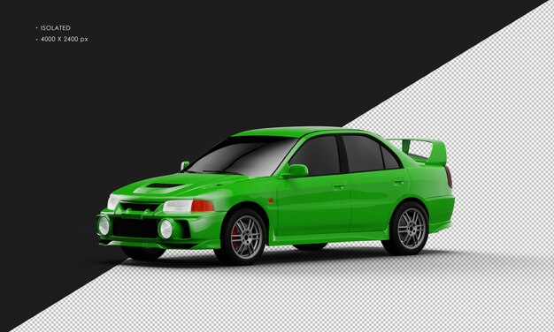 Carro de corrida esportivo verde realista isolado da vista frontal esquerda