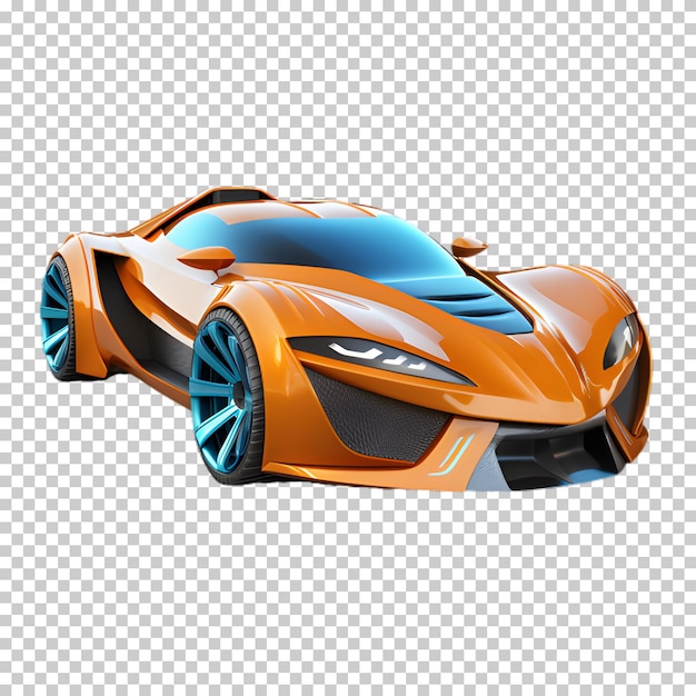 PSD carro de desenho animado 3d em fundo transparente