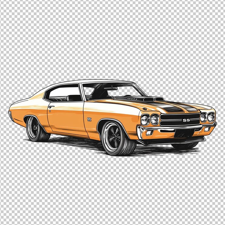 PSD carro de desenho animado vermelho clássico