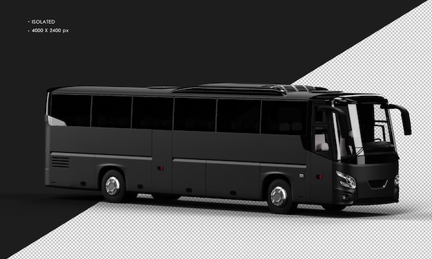 PSD carro de ônibus urbano preto fosco realista isolado da vista frontal direita