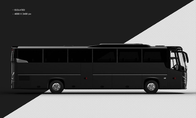 PSD carro de ônibus urbano preto fosco realista isolado da vista lateral direita