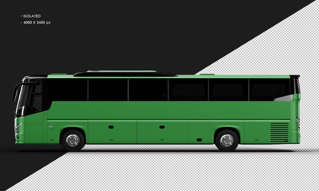 PSD carro de ônibus urbano verde fosco realista isolado da vista lateral esquerda