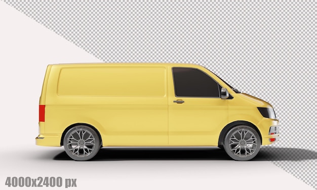 Carro de van amarelo realista em renderização 3d