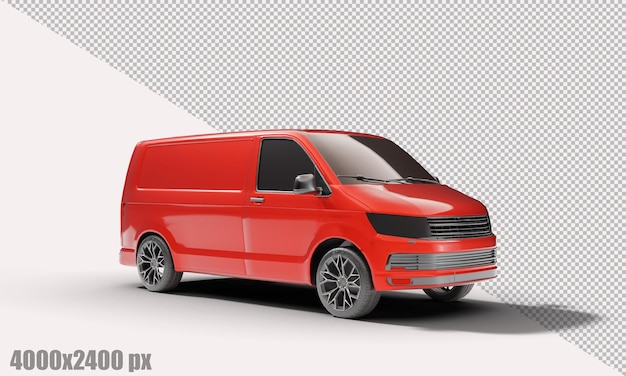 PSD carro de van vermelho realista em renderização 3d