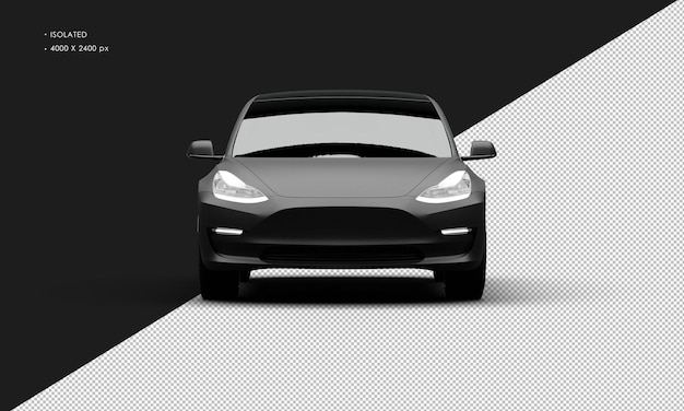 Carro ejecutivo de rendimiento eléctrico matte negro aislado y realista desde la vista delantera