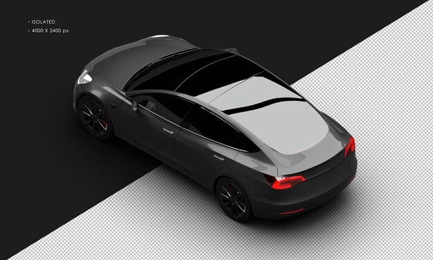 Carro ejecutivo de rendimiento eléctrico negro metálico realista aislado desde la vista trasera superior izquierda
