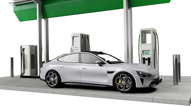 Carro elettrico in carica in una stazione