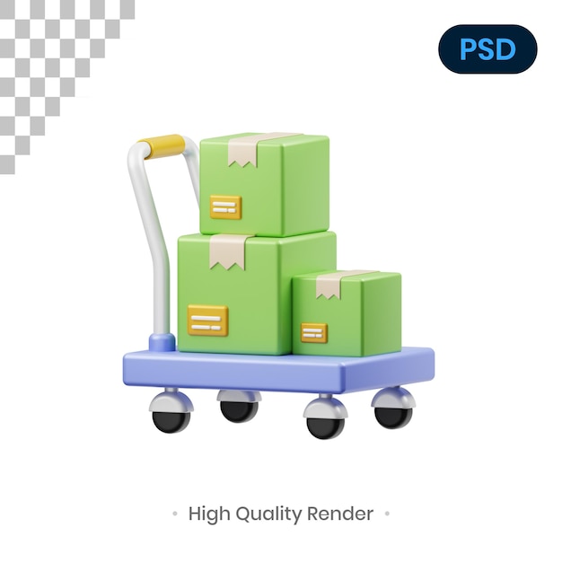 Carro de entrega Ilustración de renderizado 3D Premium PSD