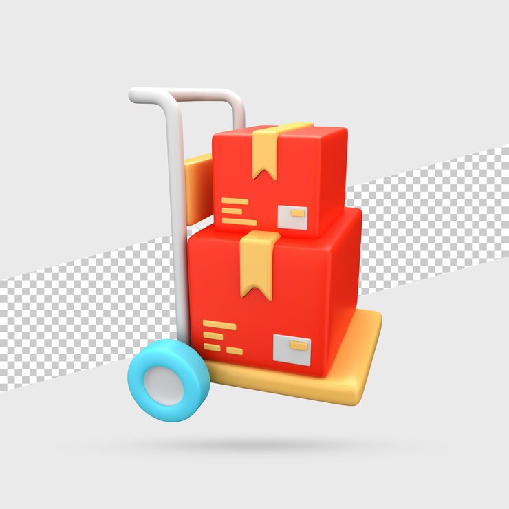 Carro de entrega con paquetes 3D Render