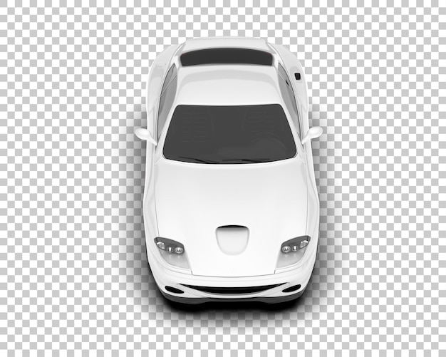 Carro esporte branco na ilustração de renderização 3d de fundo transparente