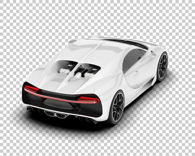 Carro esporte branco na ilustração de renderização 3d de fundo transparente