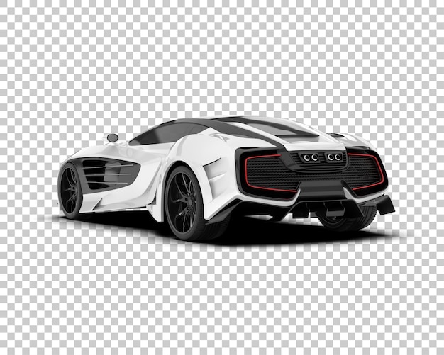 Carro esporte branco na ilustração de renderização 3d de fundo transparente