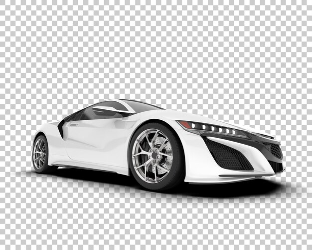 Carro esporte branco na ilustração de renderização 3d de fundo transparente