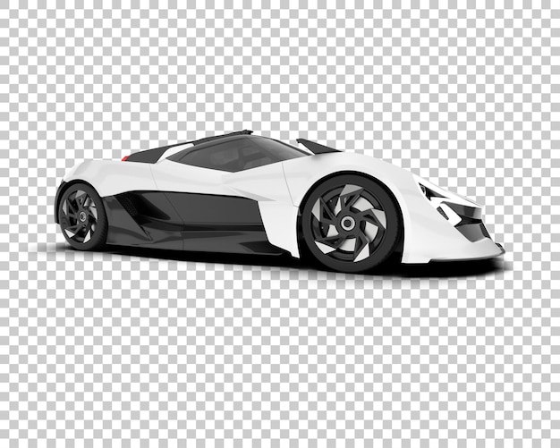 Carro esporte branco na ilustração de renderização 3d de fundo transparente