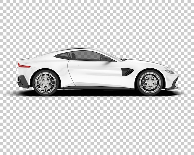 Carro esporte branco na ilustração de renderização 3d de fundo transparente