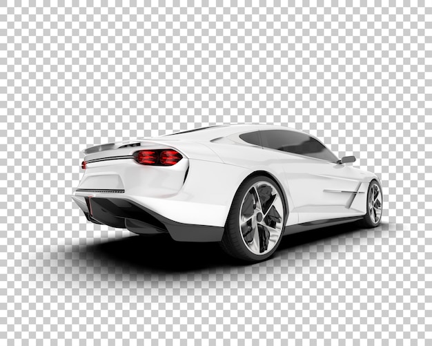 Carro esporte branco na ilustração de renderização 3d de fundo transparente
