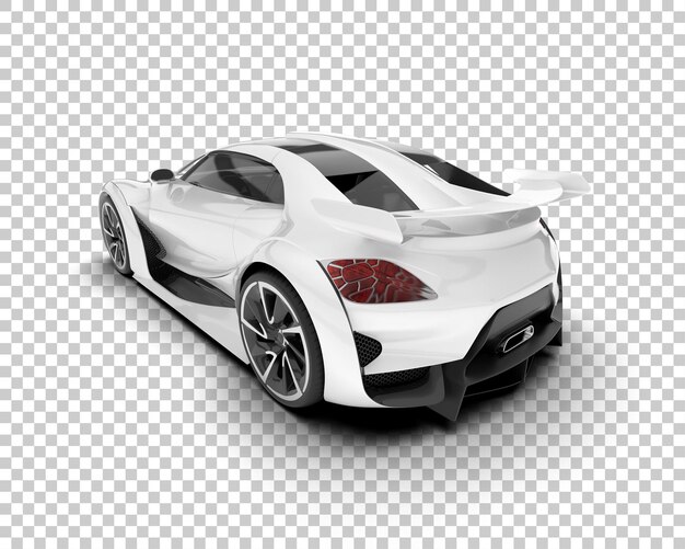 Carro esporte branco na ilustração de renderização 3d de fundo transparente