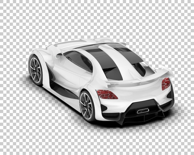 Carro esporte branco na ilustração de renderização 3d de fundo transparente