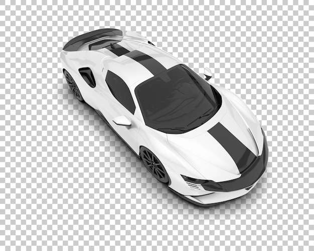 Carro esporte branco na ilustração de renderização 3d de fundo transparente