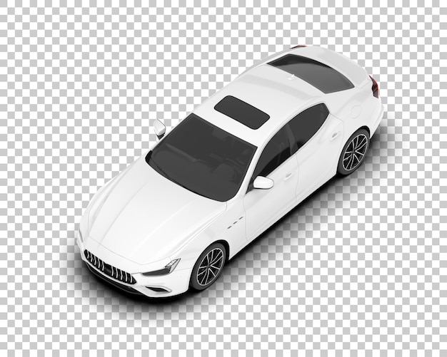 Carro esporte branco na ilustração de renderização 3d de fundo transparente