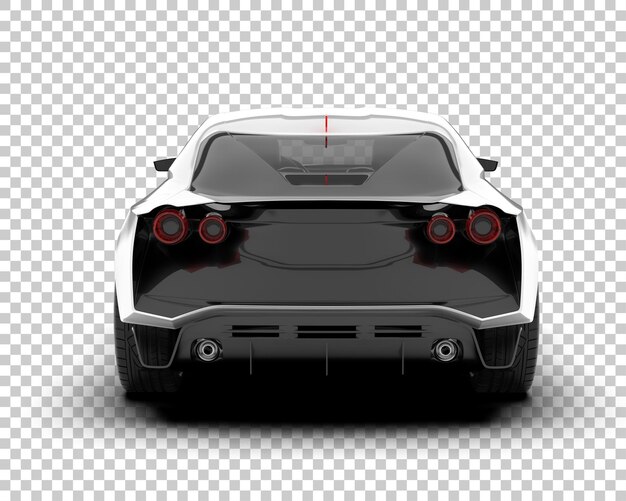 Carro esporte branco na ilustração de renderização 3d de fundo transparente