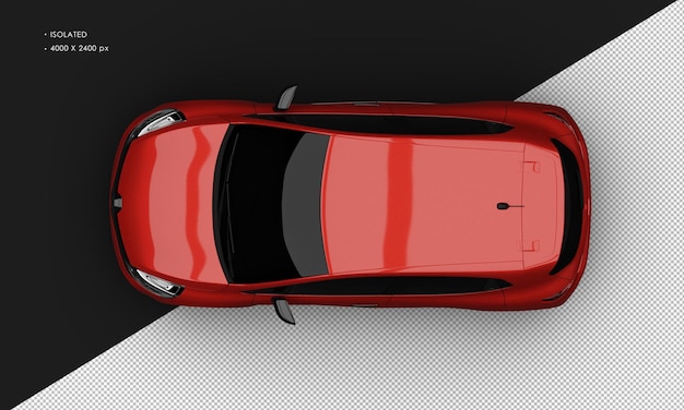 Carro esporte moderno vermelho metálico brilhante realista isolado da vista superior
