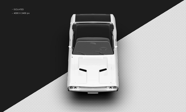 PSD carro esportivo clássico de músculo metálico branco isolado realista de cima de frente