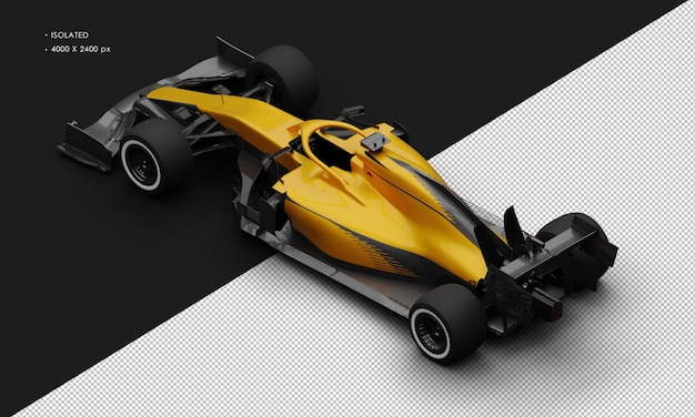 PSD carro esportivo de corrida de velocidade laranja metálico brilhante realista isolado da vista traseira superior esquerda