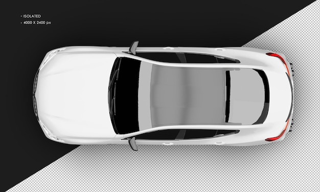 PSD carro esportivo grande super elegante branco metálico realista isolado isolado da vista superior