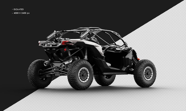 PSD carro esportivo off-road de buggy preto realista isolado da vista traseira direita
