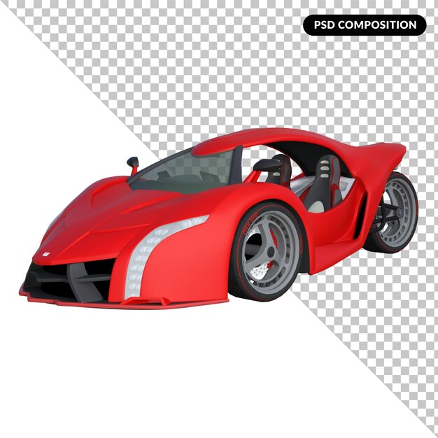 PSD carro esportivo vermelho isolado 3d