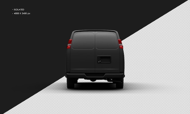 PSD carro furgão cego realístico preto fosco em tamanho real isolado da visão traseira
