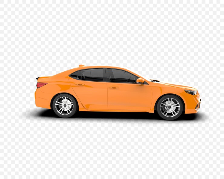 PSD carro laranja em uma filmagem de estúdio