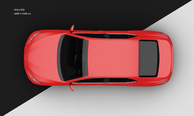 Carro Sedã Cidade Realista Isolado Vermelho Fosco Elegante de Luxo Vista de Cima