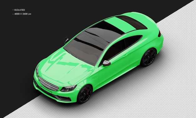 PSD carro sedã esportivo de luxo verde brilhante isolado realista da vista frontal superior esquerda