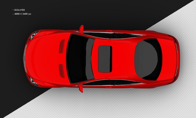 Carro sedã urbano de luxo vermelho realista isolado da vista superior