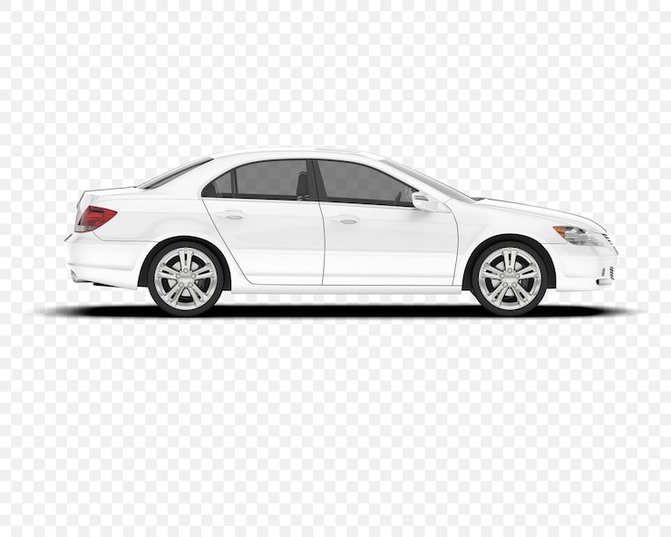 PSD carro sedan branco isolado em fundo transparente