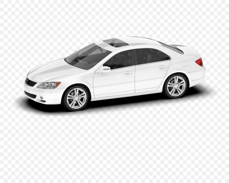 PSD carro sedan de luxo branco em vista frontal