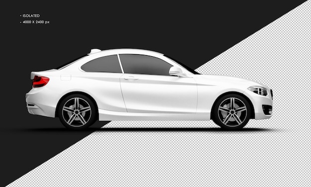 PSD carro sedan moderno, elegante, branco, metálico, realista, isolado, da vista lateral direita