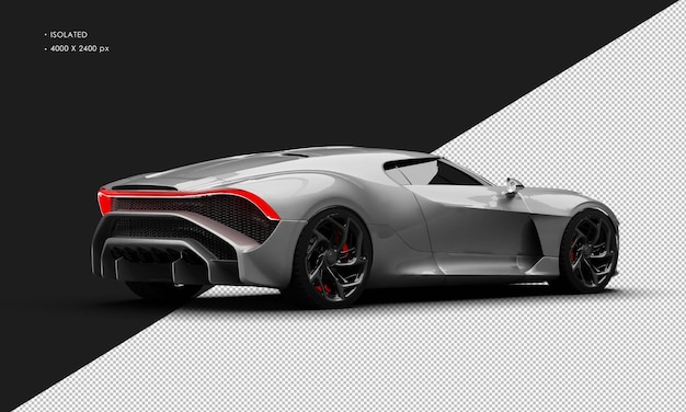 Carro Sedan Moderno Isolado Realista Cinza Metálico Elegante Hyper Sport Vista Traseira Direita