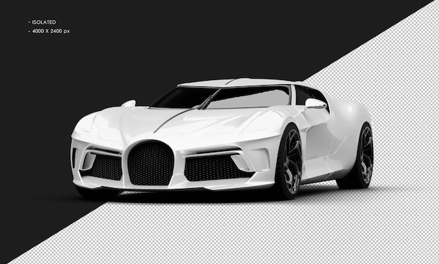 Carro Sedan Moderno Isolado Realista Metálico Branco Elegante Hyper Sport da Vista do Ângulo Frontal Esquerdo