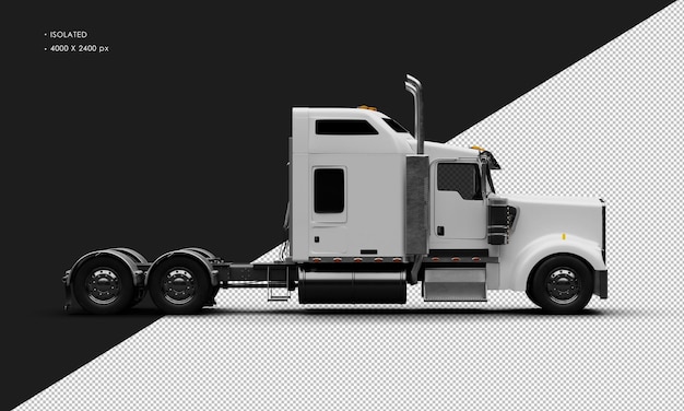PSD carro semi-caminhão resistente branco fosco isolado realista da vista lateral direita